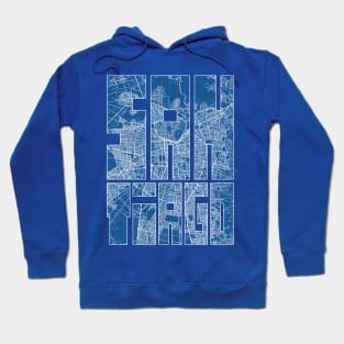 Santiago, Chile City Map Typography - Blueprint Hoodie